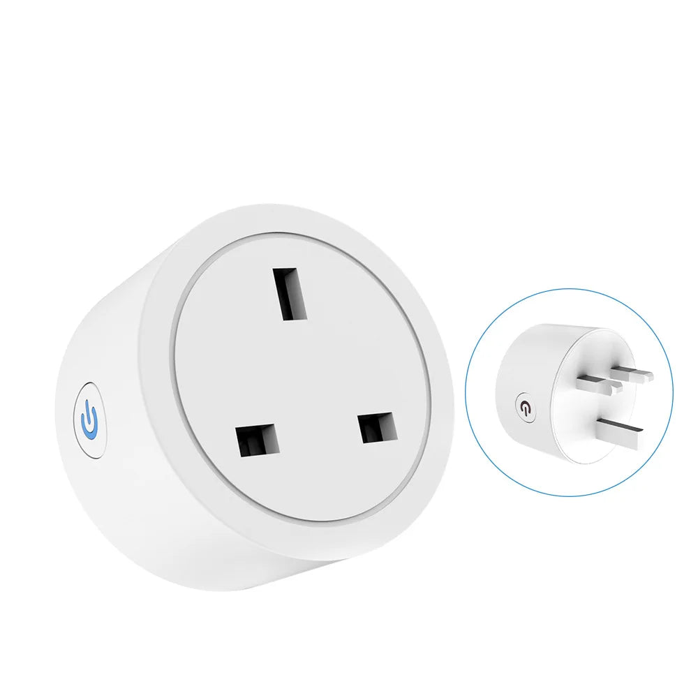 Tuya Zigbee smart socket with British standard plug directly connected to ALexa speaker, British standard 16A with metering stat