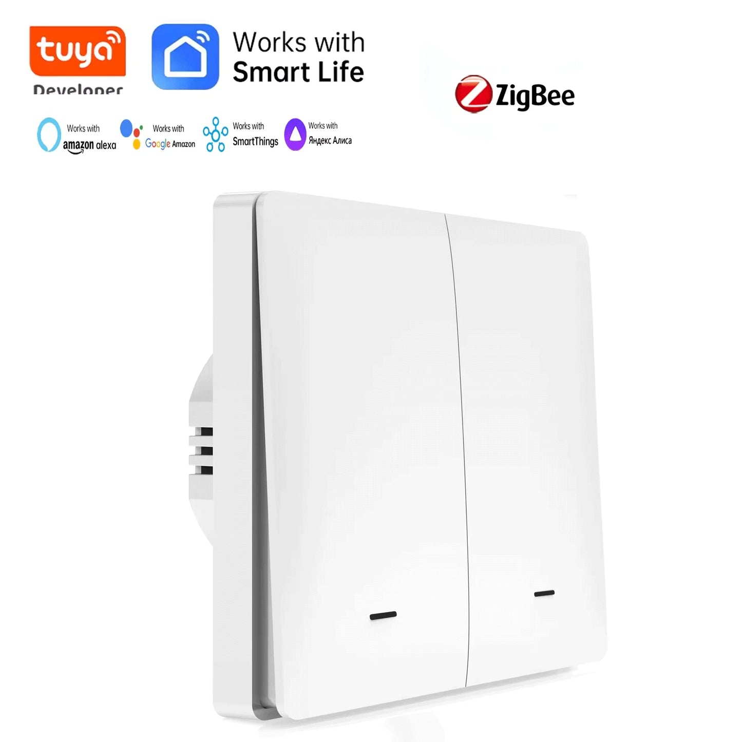 Tuya WiFi Smart 86-type wall-mounted switch with 8 buttons, single hot wire, remote control available, voice-controlled