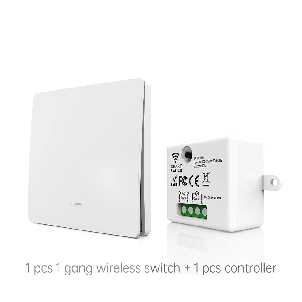 RF433 intelligent wireless switch module kit, self-powered remote AC 100-250V 10A receiver controller, lamp and electrical autom