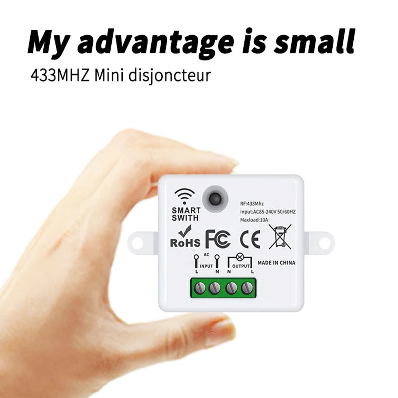 Remote control switch RF433 remote switch without wiring, can be freely attached to lighting switches, stair switches