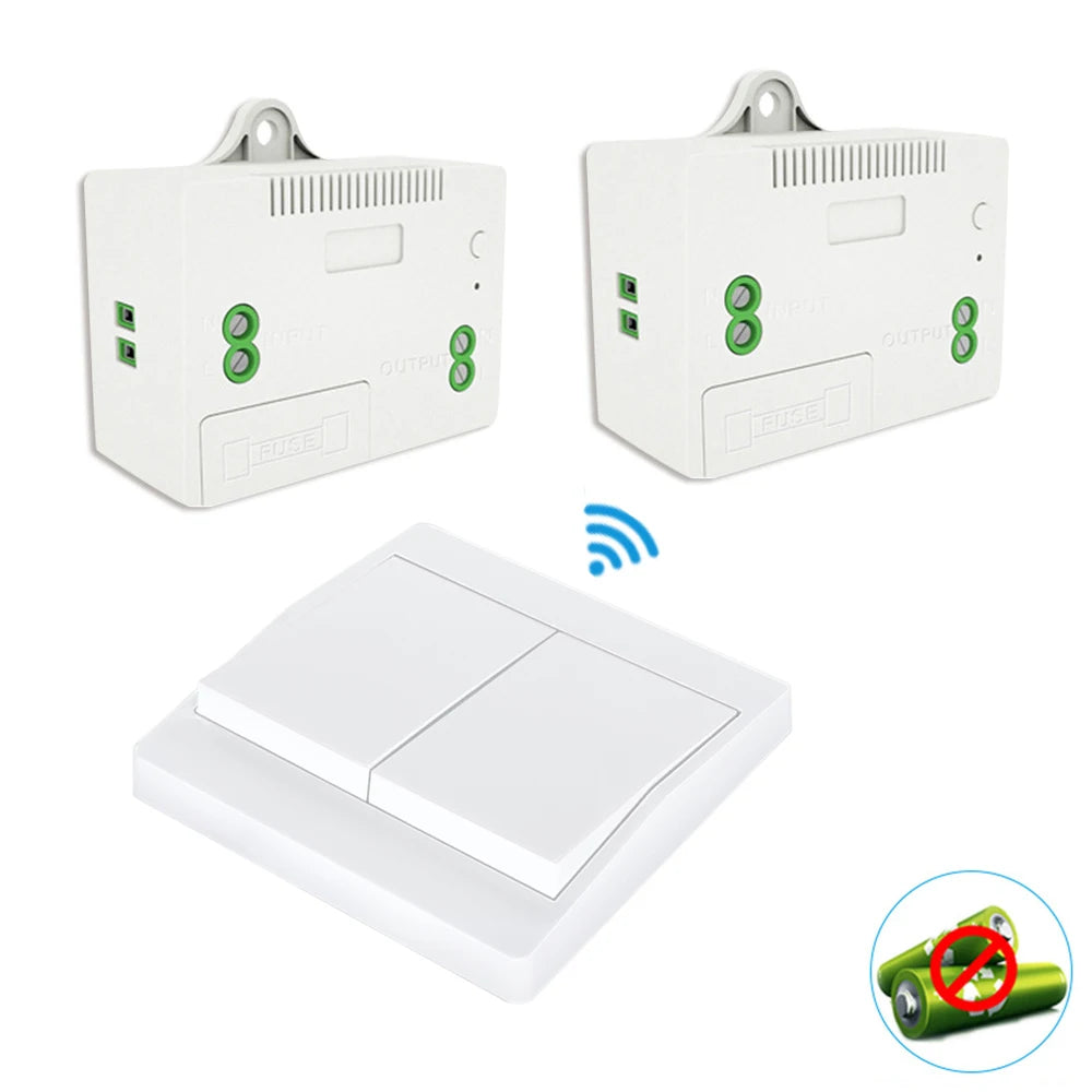 Self-powered 230V wireless switch with waterproof remote control for walls, no need for batteries, transmission distance of 200