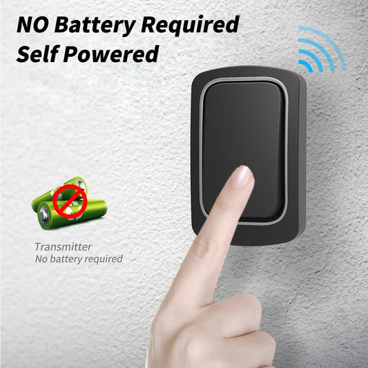 LakiSmart Pro Self-Powered Wireless Doorbell Kit - Kinetic Energy (No Battery Required) - IP44 Waterproof - 150M Range