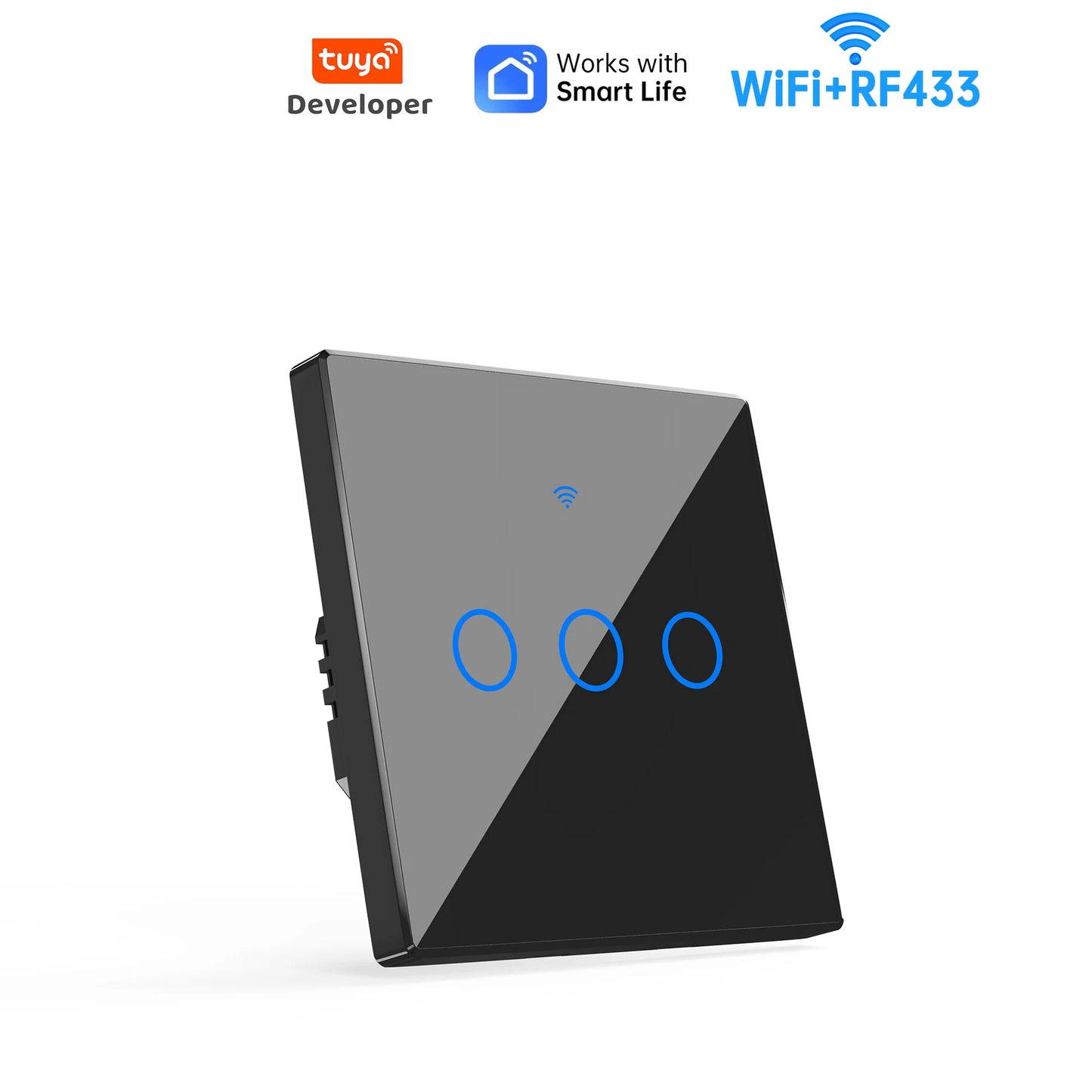Tuya WiFi Smart Switch, home smart wireless control panel, alexa voice glass touch switch
