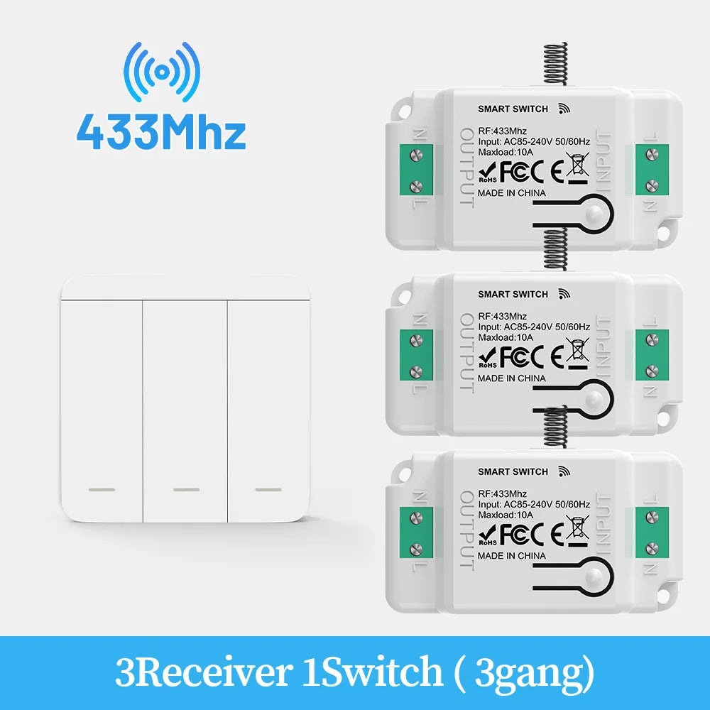 Wireless remote control switch RF433, freely attached antenna, indoor and outdoor staircase switch