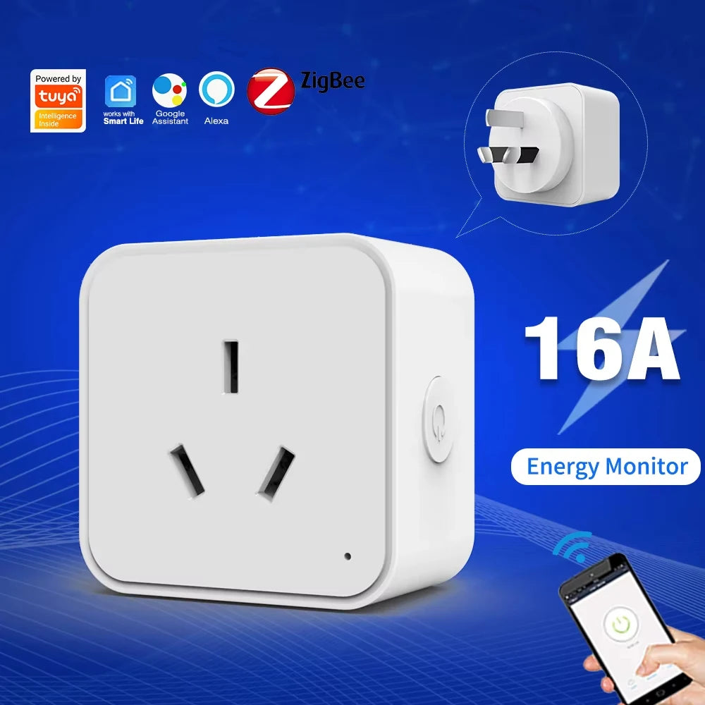 Tuya Zigbee Smart Socket AU Plug Adapter Tuya Smart Life App Wireless Control Timing Power Monitoring Function Aleax Outlet