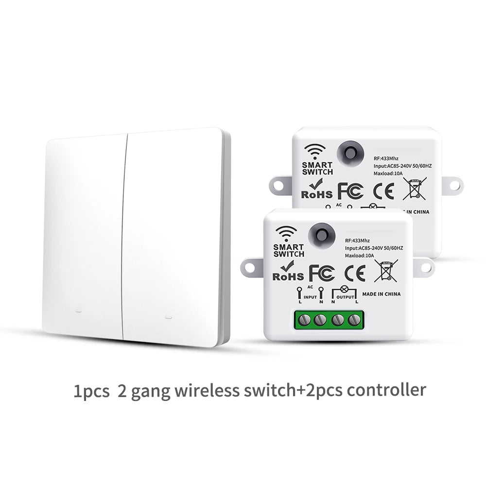 SIXWGH 433MHz Smart Wireless Switch 10A/AC100-240V Waterproof/No Wiring Installation Smart Remote Control Home