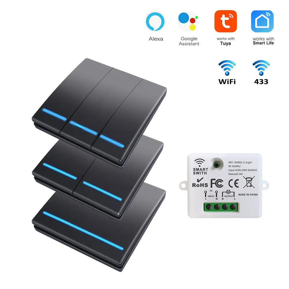 Tuya zigbee smart switch switch, controlled by mobile APP, Alexa voice, wireless switch, no wiring required