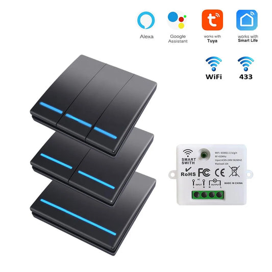 Tuya zigbee smart switch switch, controlled by mobile APP, Alexa voice, wireless switch, no wiring required