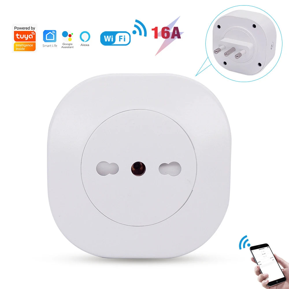 Tuya wifi Smart Socket 10A16A Italian standard plug Alexa voice mobile phone remote control Timed sharing