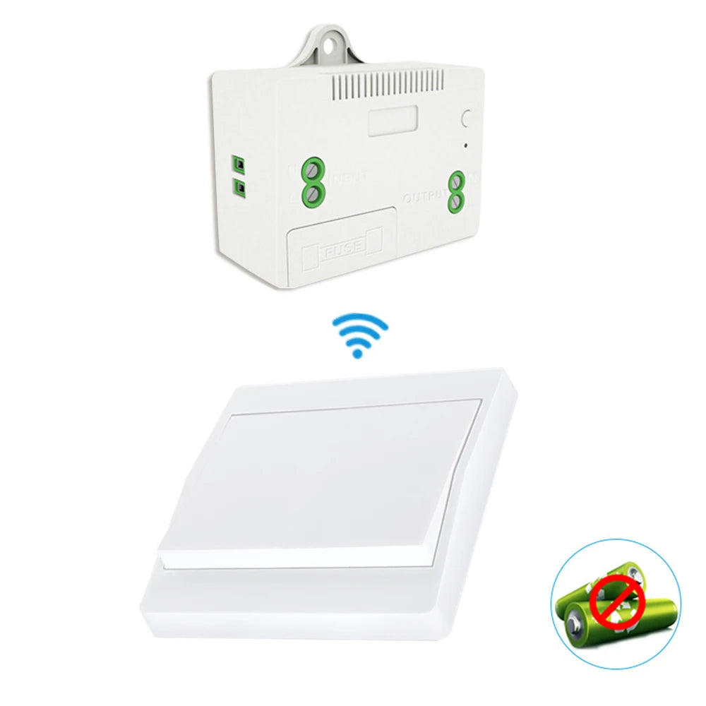 Self-powered 230V wireless switch with waterproof remote control for walls, no need for batteries, transmission distance of 200