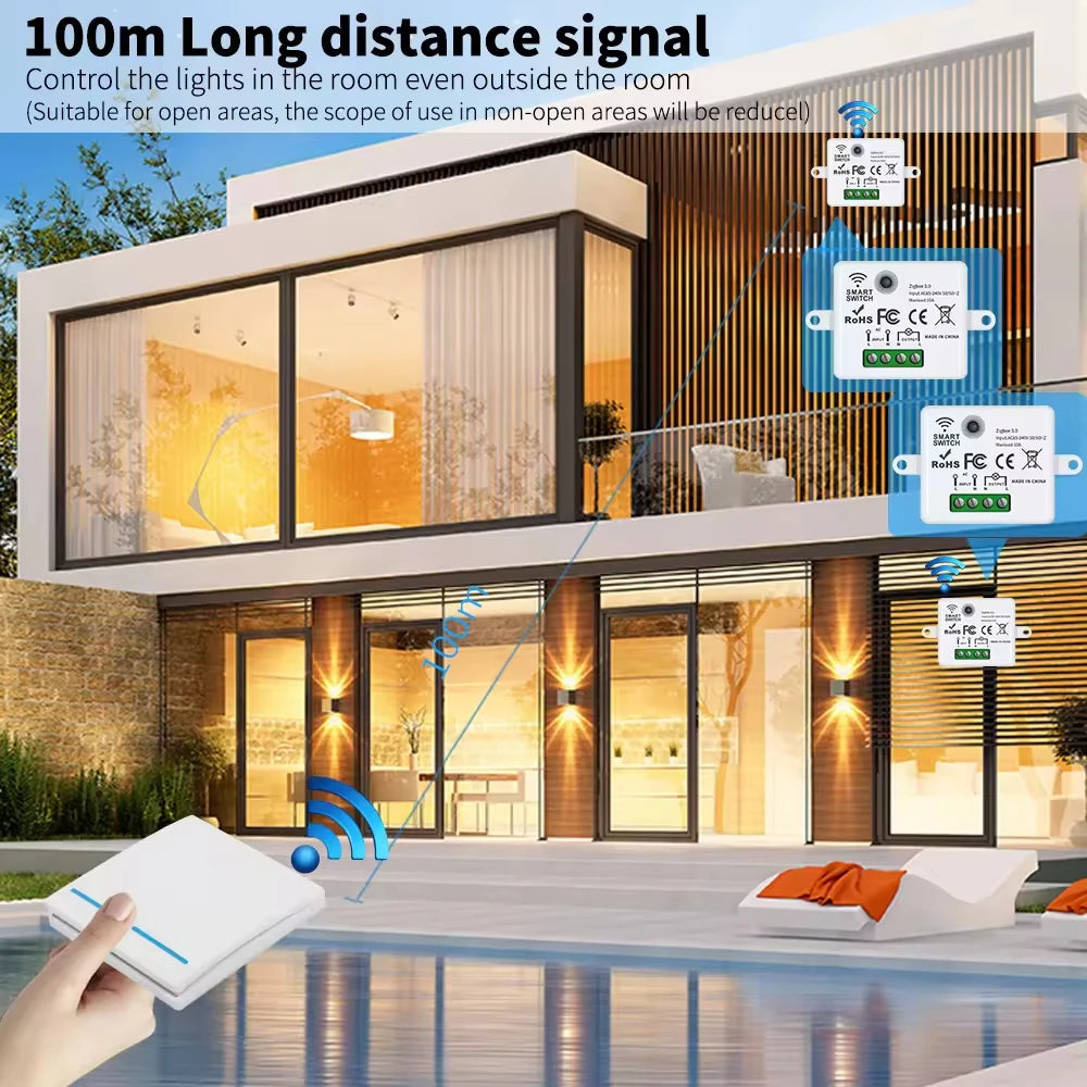Zigbee Smart Switch Kit 1, 2, 3 sets with wireless touch remote control and Alexa Google Assistant voice command