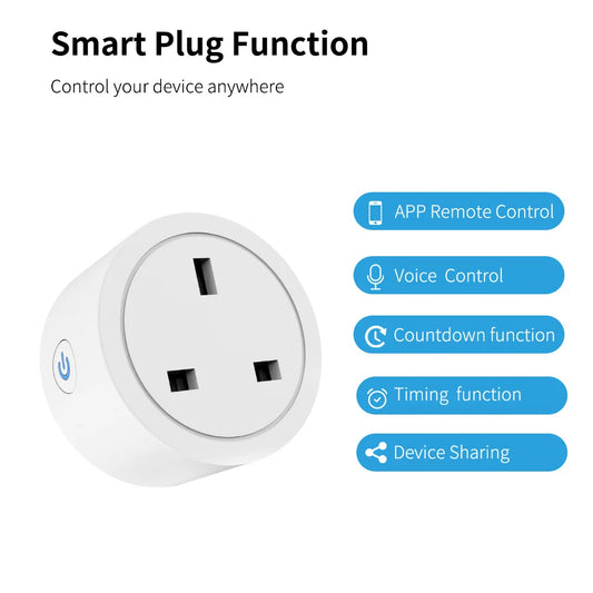 Tuya wifi Smart Socket 20A voice mobile phone Remote control zigbee3.0 with Relay British Standard Plug