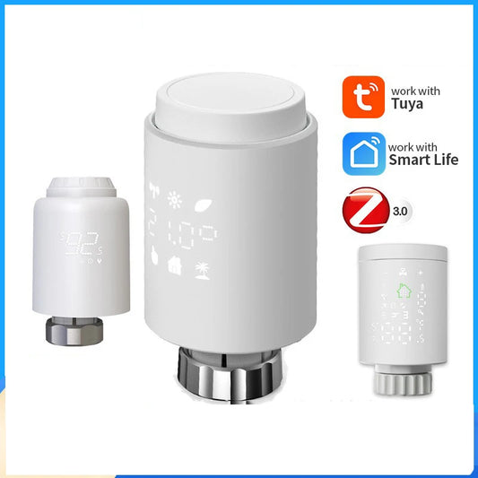 TUYA zigbee temperature control valve, European-style remote temperature controller, energy-saving led display with knob