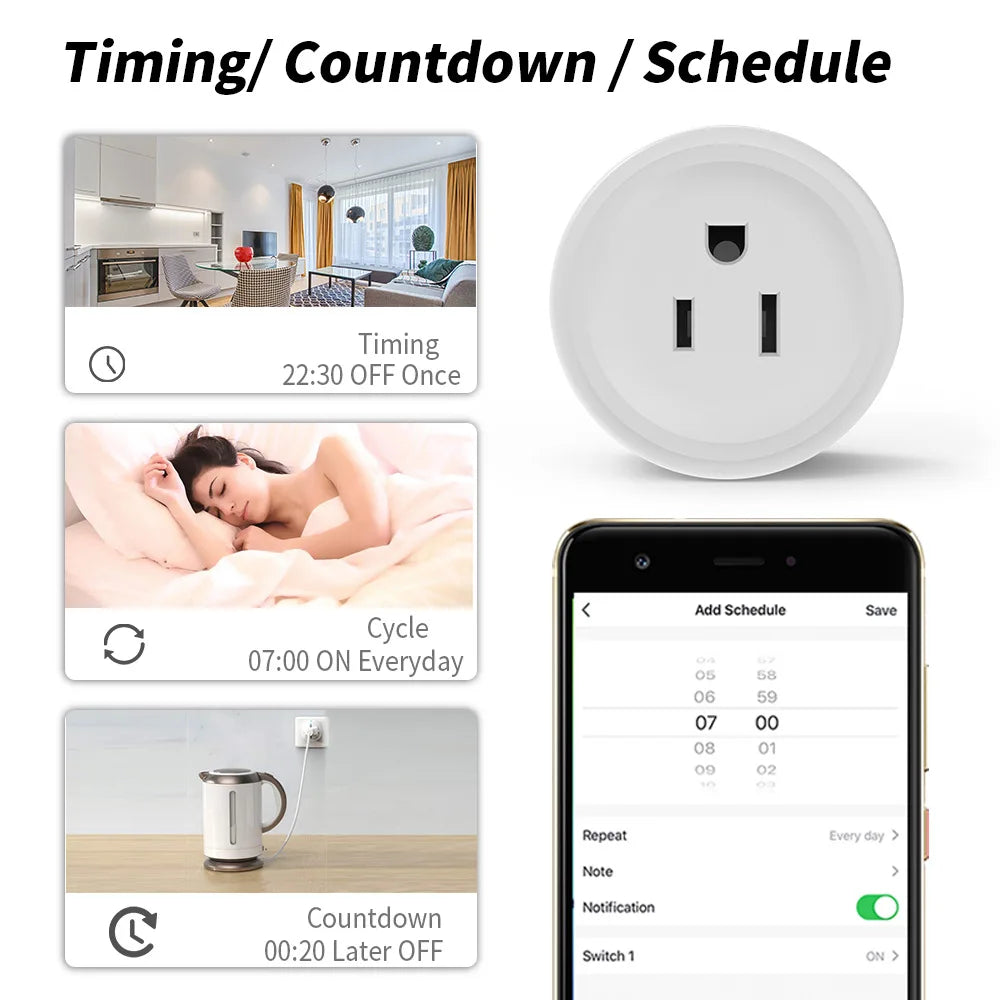 Cozylife US-grade smart socket, WiFi intelligent remote control, Alexa voice control, timed countdown