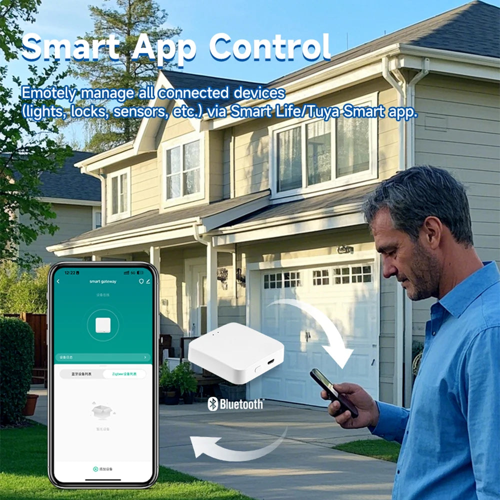 Tuya Bluetooth smart home wireless gateway mobile app for remote control of the intelligent home system with timing function
