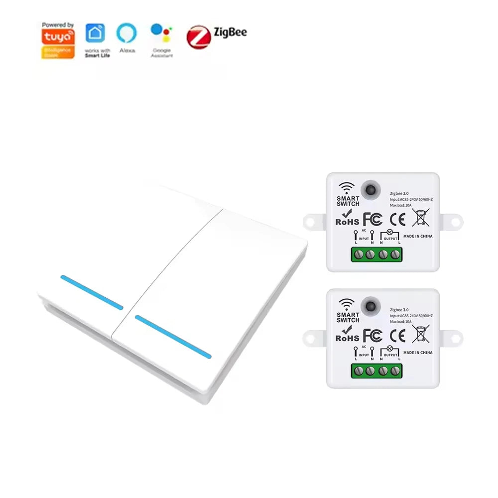 Zigbee Smart Switch Kit 1, 2, 3 sets with wireless touch remote control and Alexa Google Assistant voice command