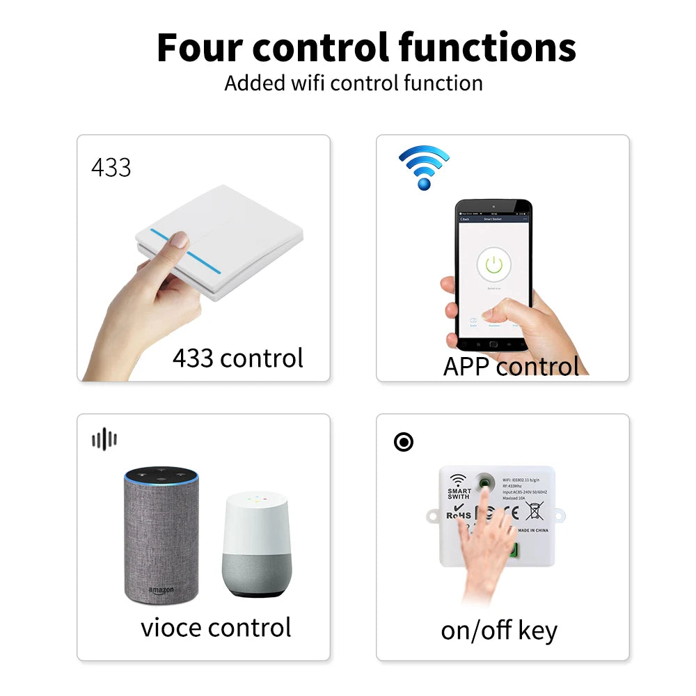 Tuya zigbee smart switch switch, controlled by mobile APP, Alexa voice, wireless switch, no wiring required