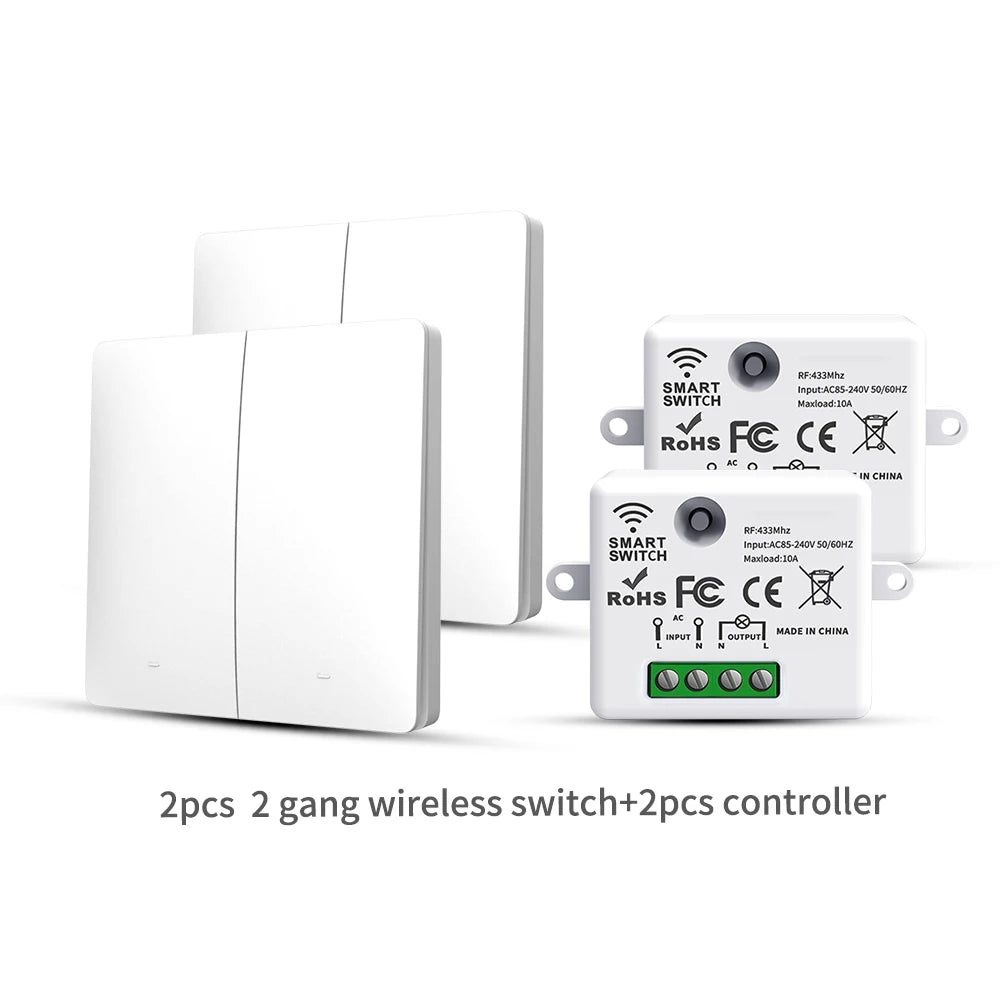 SIXWGH 433MHz Smart Wireless Switch 10A/AC100-240V Waterproof/No Wiring Installation Smart Remote Control Home