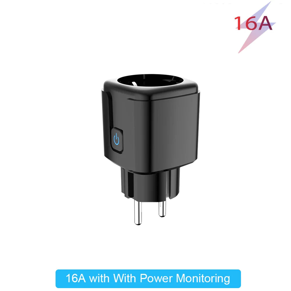 Tuya 16A,20A Smart Plug WiFi Socket EU Power Monitoring Timing Function Works with Alexa, Google Home, Smart Life Home, Alice