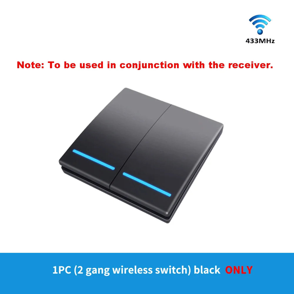 Wireless remote control switch, 86-type, no wiring required, freely attachable to walls, dual control switch, light switch