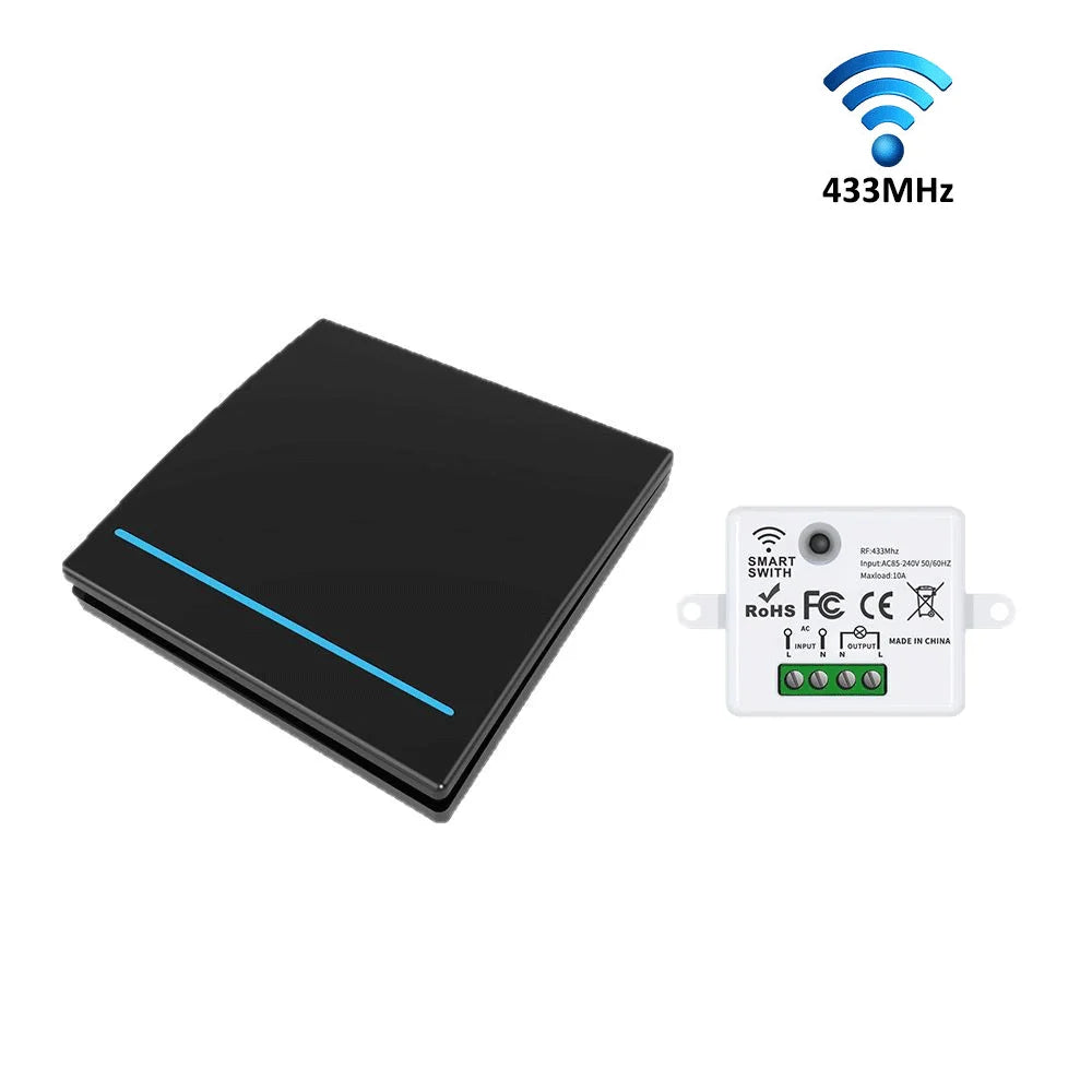 Remote control switch RF433 remote switch without wiring, can be freely attached to lighting switches, stair switches