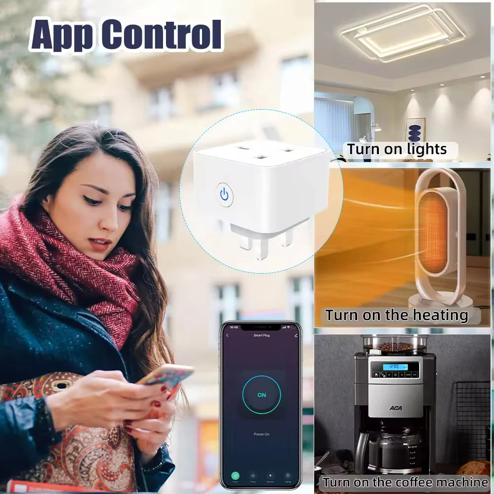 Tuya Smart 3-pin British household appliance Alexa power socket WiFi/Zigbee3.0 Adapter Smart wall socket CN plug standard