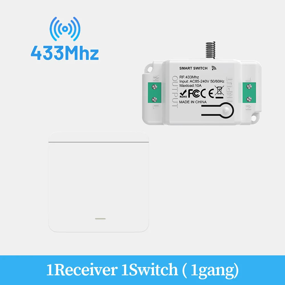 Wireless remote control switch RF433, freely attached antenna, indoor and outdoor staircase switch