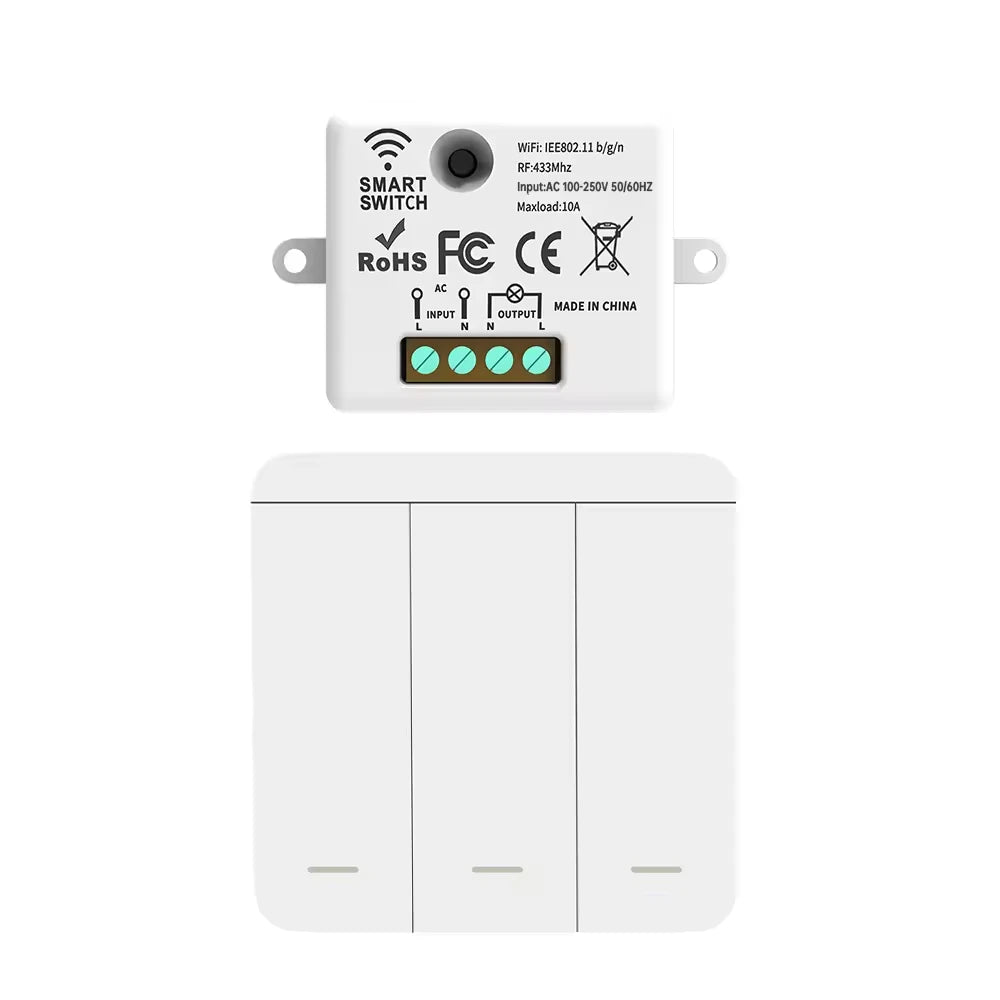 Wireless RF433 Smart Light Switch 10A Google Assistant /Yandex Alice Voice Control Wireless Remote Control switch