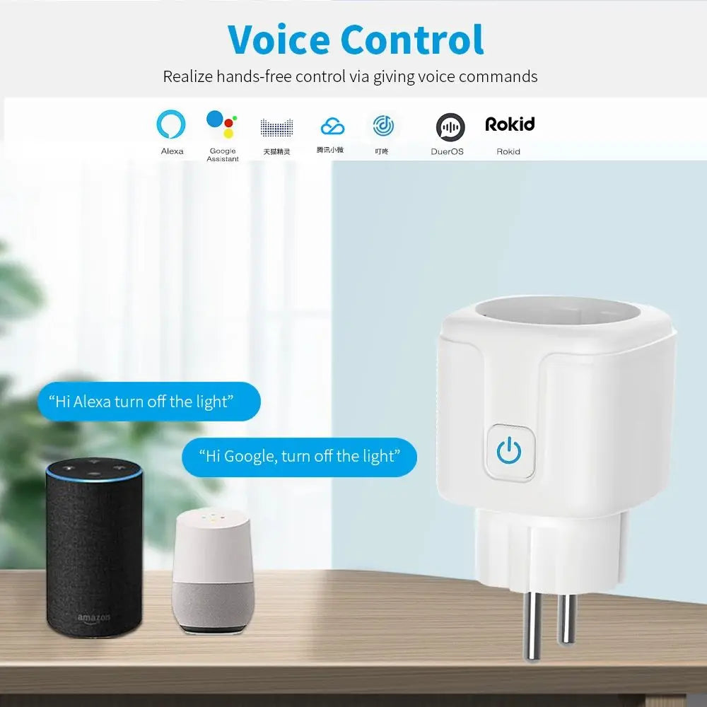 Tuya 16/20A Smart Socket EU Wifi Smart Plug With Power Monitoring Smart Home Voice Control Support Google Assistant Alexa Alice