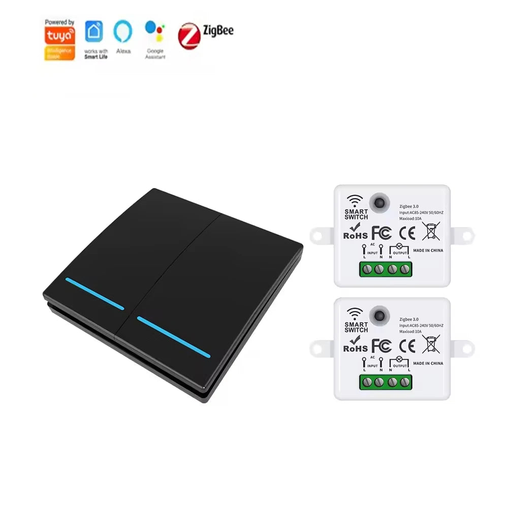 Zigbee Smart Switch Kit 1, 2, 3 sets with wireless touch remote control and Alexa Google Assistant voice command