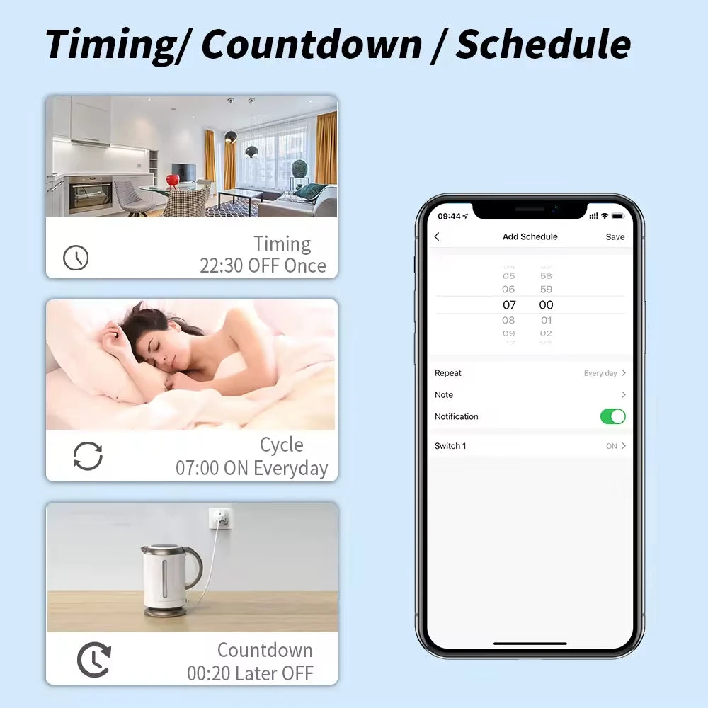 20A CozyLife voice-controlled smart plug, EU 16A product, Alexa, Google Home, Tmall Genie, hands-free, WiFi home appliance