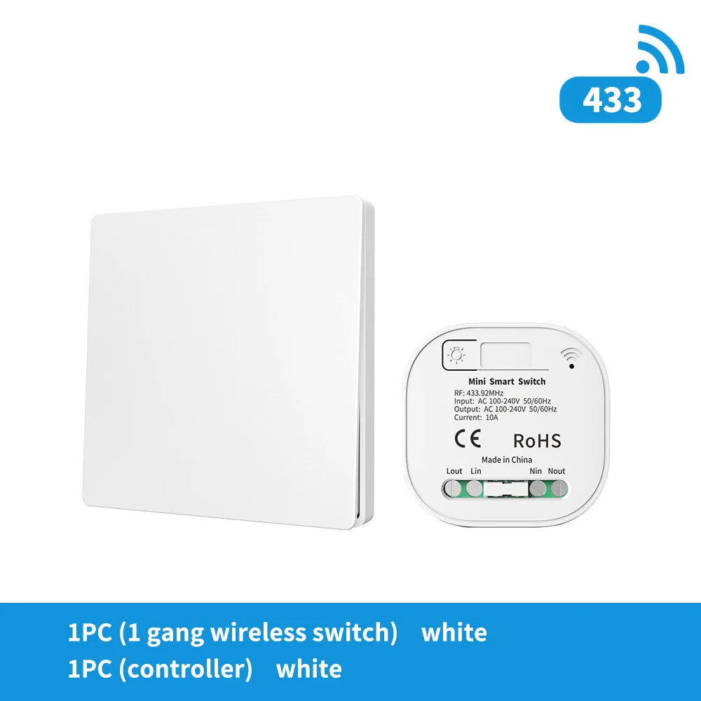 RF433 self-generating remote control switch, wireless, free-to-place, concealed, dual control