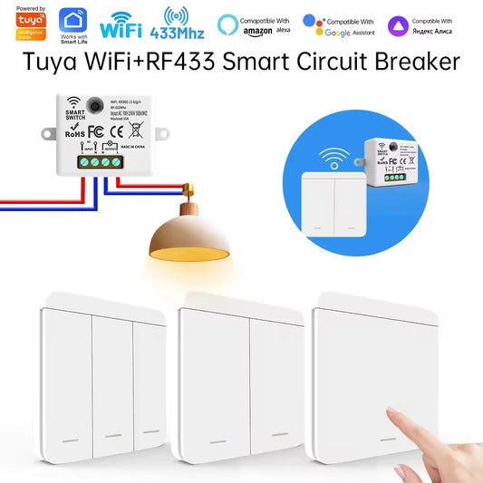 Wireless RF433 Smart Light Switch 10A Google Assistant /Yandex Alice Voice Control Wireless Remote Control switch