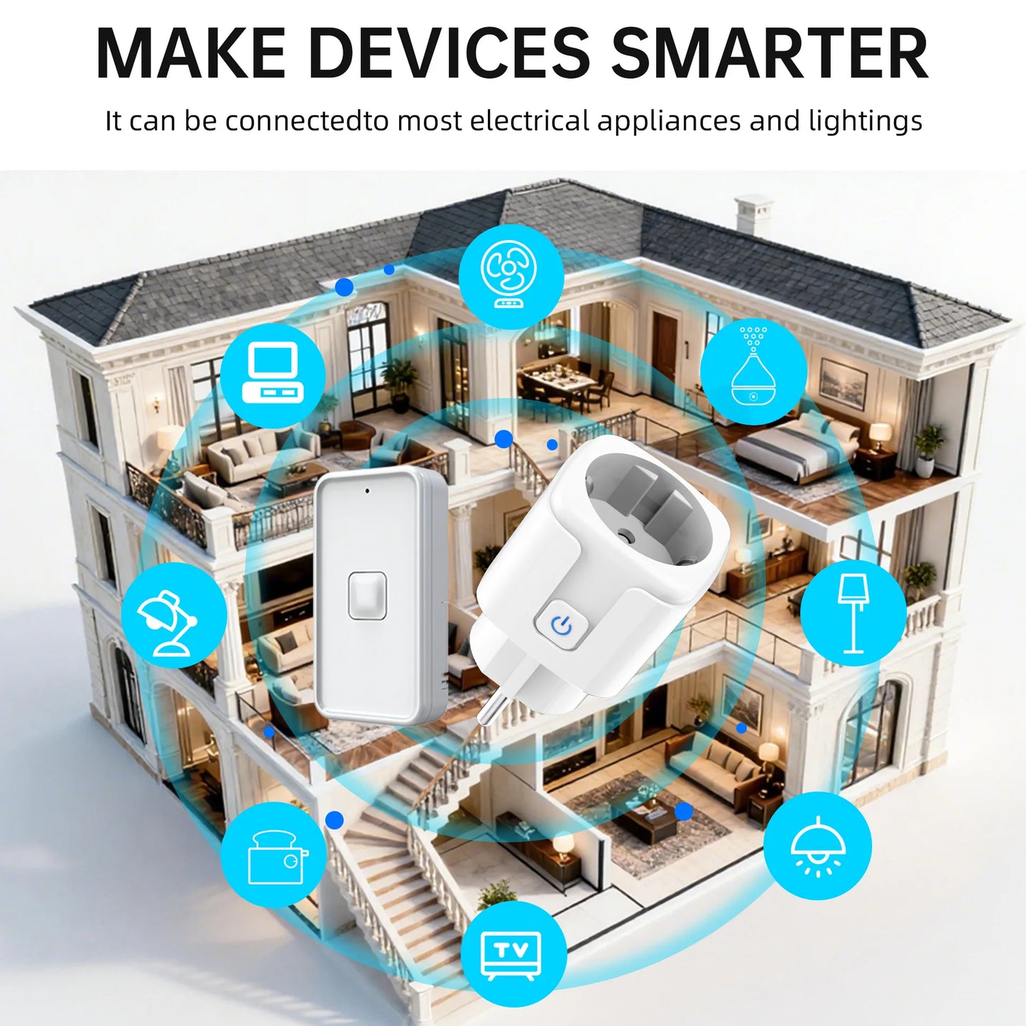 European standard remote control socket RF433 wireless magnetic suction free-wiring remote control socket switch
