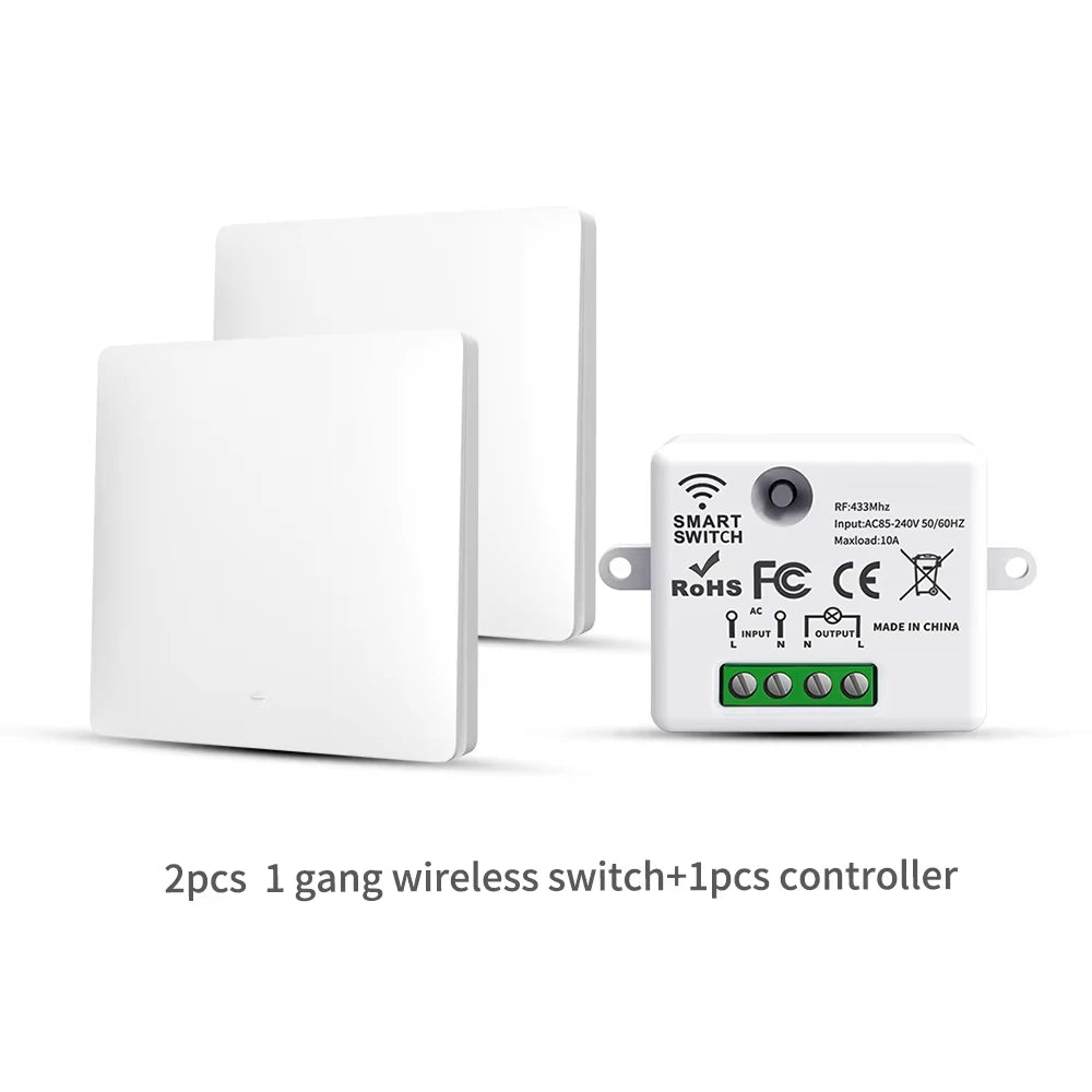 Smart Wireless Switch RF433 Self-Powered Push Button Wall Panels Remote Controller Light Switch Waterproof Wall Switch