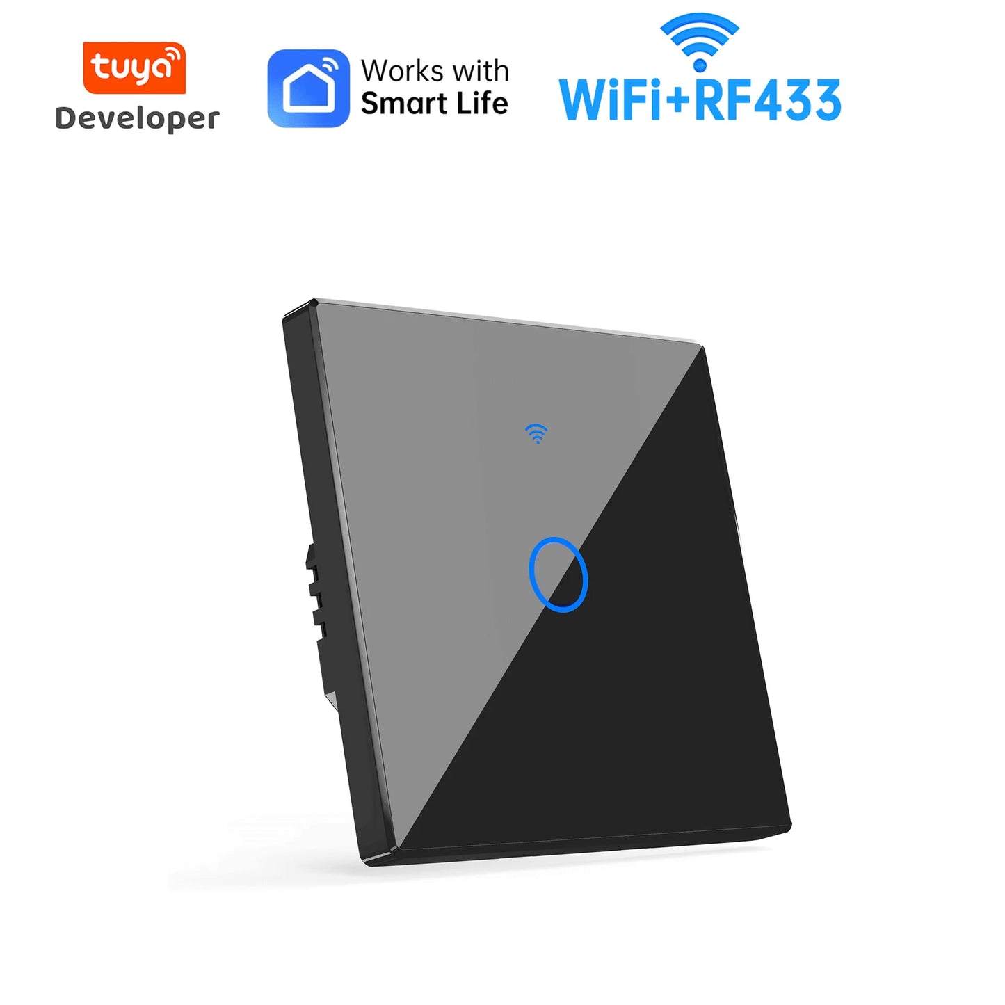 TUYA WiFi RF433 Wall Touch Switch - Suitable for EU lamps. Compatible with Alexa and Google Home. Remote 1/2/3/4 sockets.