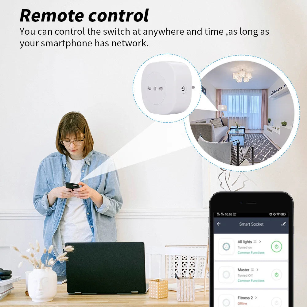 Tuya wifi Smart Socket 10A16A Italian standard plug Alexa voice mobile phone remote control Timed sharing