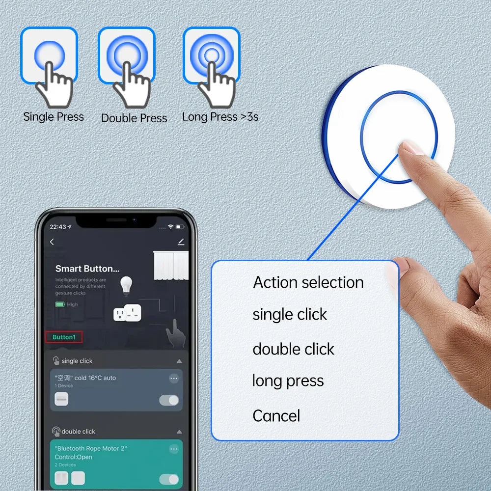 ZigBee 3.0 Wireless Push Button Smart Scene Switch Controller Automation Scenario Linkage with Tuya devices Need Zigbee Gateway