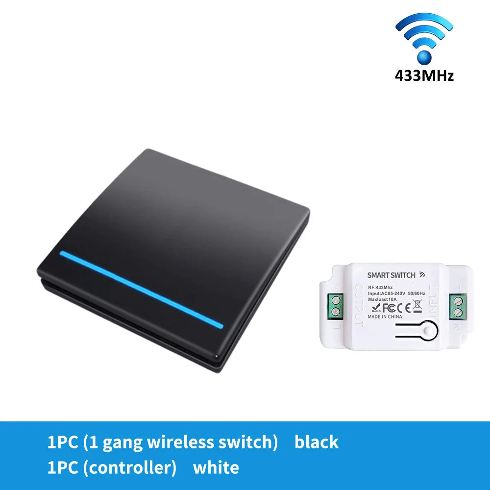 Wireless remote control switch, 86-type, no wiring required, freely attachable to walls, dual control switch, light switch