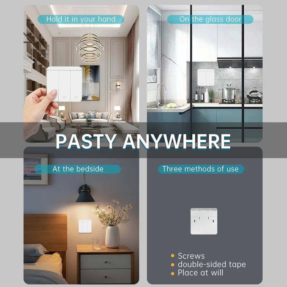 The wireless remote control RF433 switch can be modified without wiring and can be easily attached to a household controller
