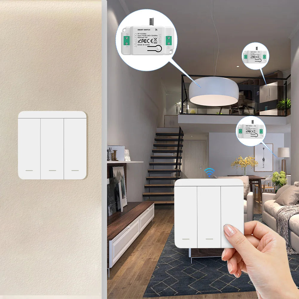 Wireless remote control switch RF433, freely attached antenna, indoor and outdoor staircase switch