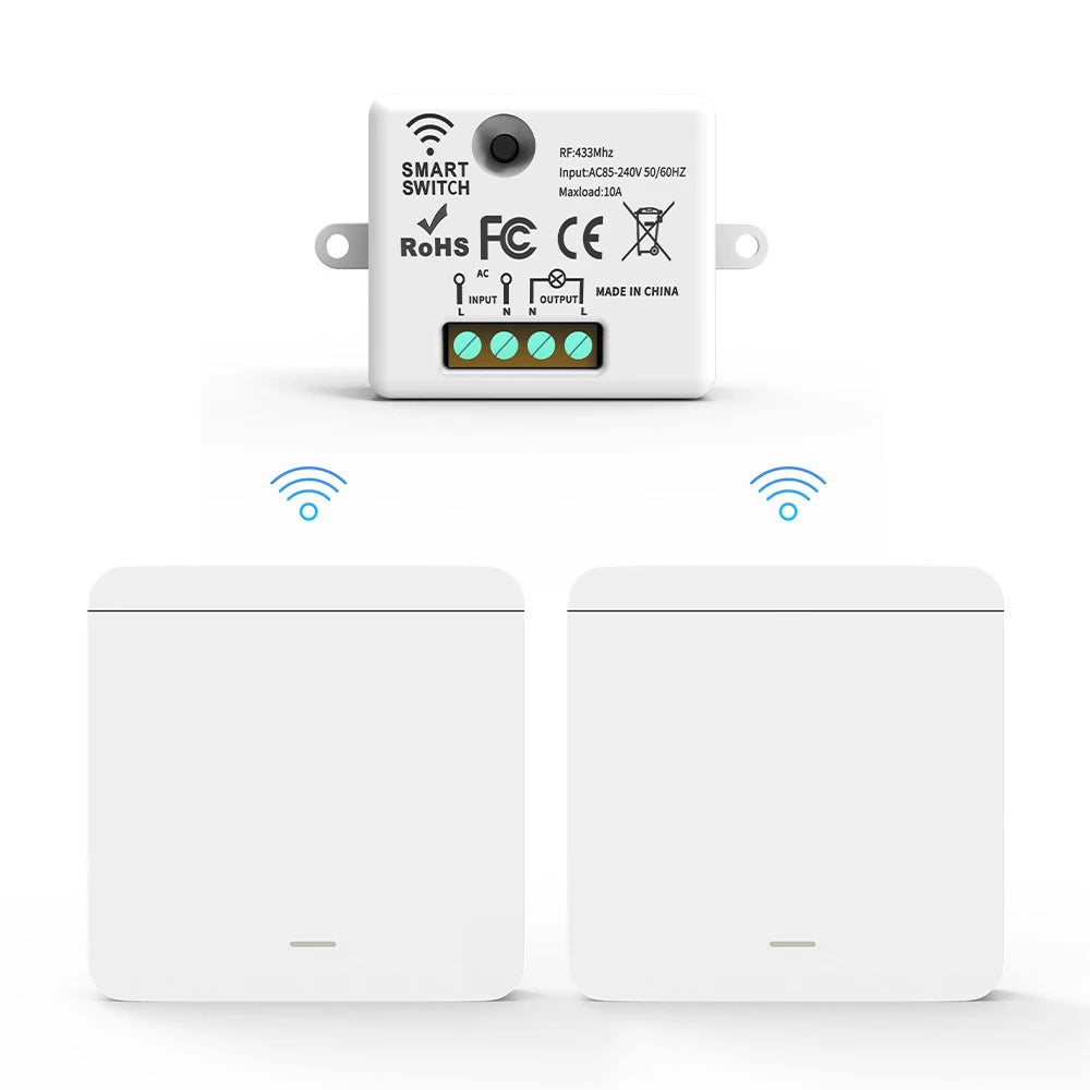 RF433 wireless remote control switch for easy wireless installation. Intelligent control of lighting and electrical appliances.