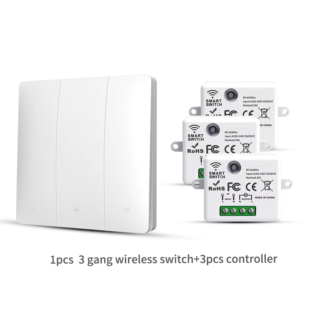 Smart Wireless Switch RF433 Self-Powered Push Button Wall Panels Remote Controller Light Switch Waterproof Wall Switch