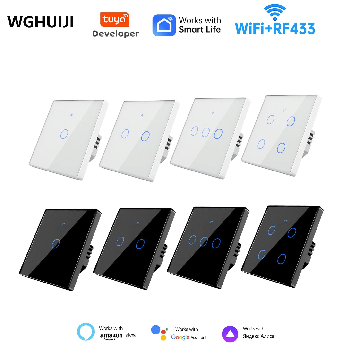 Tuya WiFi Smart Switch, home smart wireless control panel, alexa voice glass touch switch
