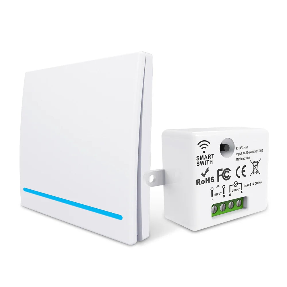 Remote control switch RF433 remote switch without wiring, can be freely attached to lighting switches, stair switches