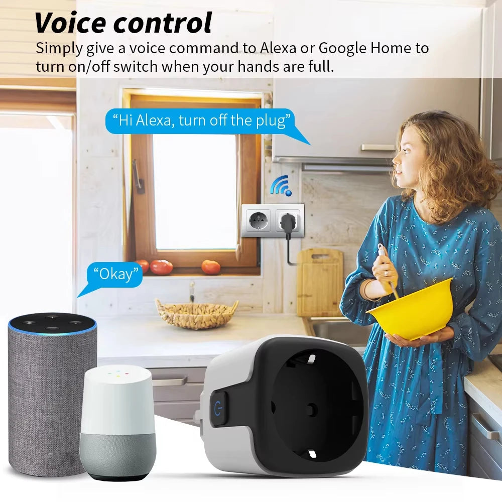 Tuya Wifi/Zigbee3.0 Smart Socket EU Plug 16/20A Power Monitor Remote Control Smart Life APP Remote Control Alexa