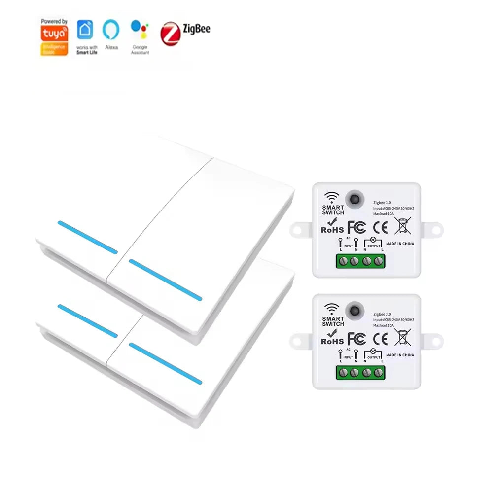 Zigbee Smart Switch Kit 1, 2, 3 sets with wireless touch remote control and Alexa Google Assistant voice command
