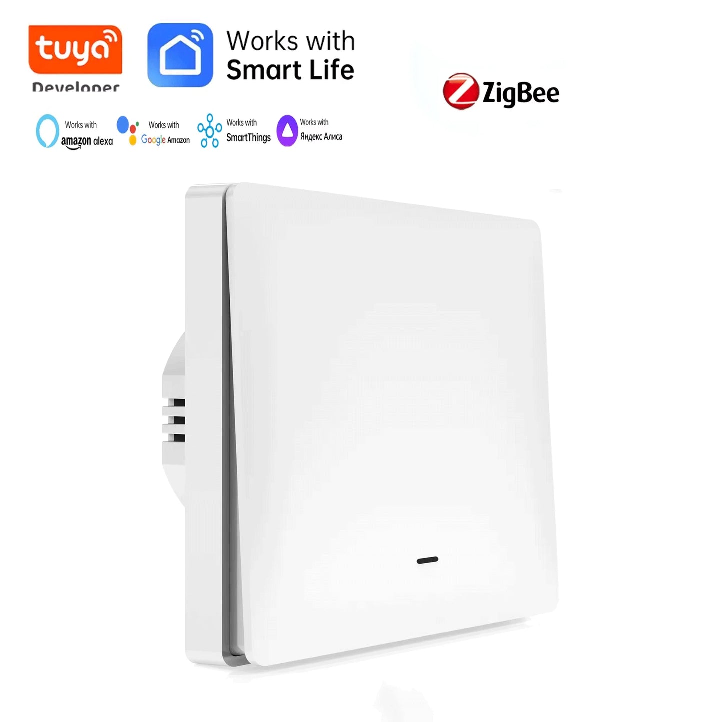 Tuya WiFi Smart 86-type wall-mounted switch with 8 buttons, single hot wire, remote control available, voice-controlled