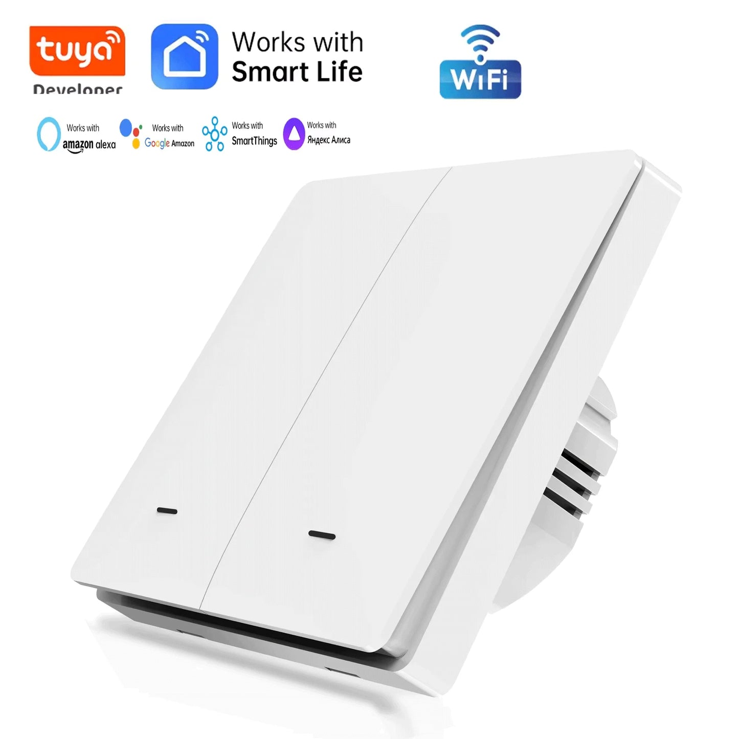 Tuya WiFi Smart 86-type wall-mounted switch with 8 buttons, single hot wire, remote control available, voice-controlled