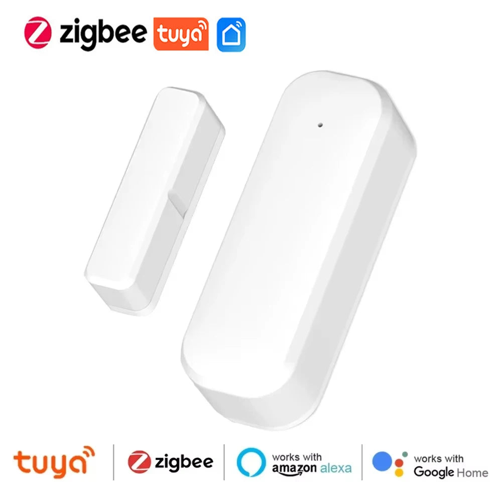 Tuya ZigBee or WiFi Door Window Sensor Wireless Magnetic Alarm Detector Home Security Anti-Theft APP Control Works with Alexa Go